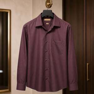 Milano Uomo Men's Long Sleeve Button-Down Dress Shirt Burgundy